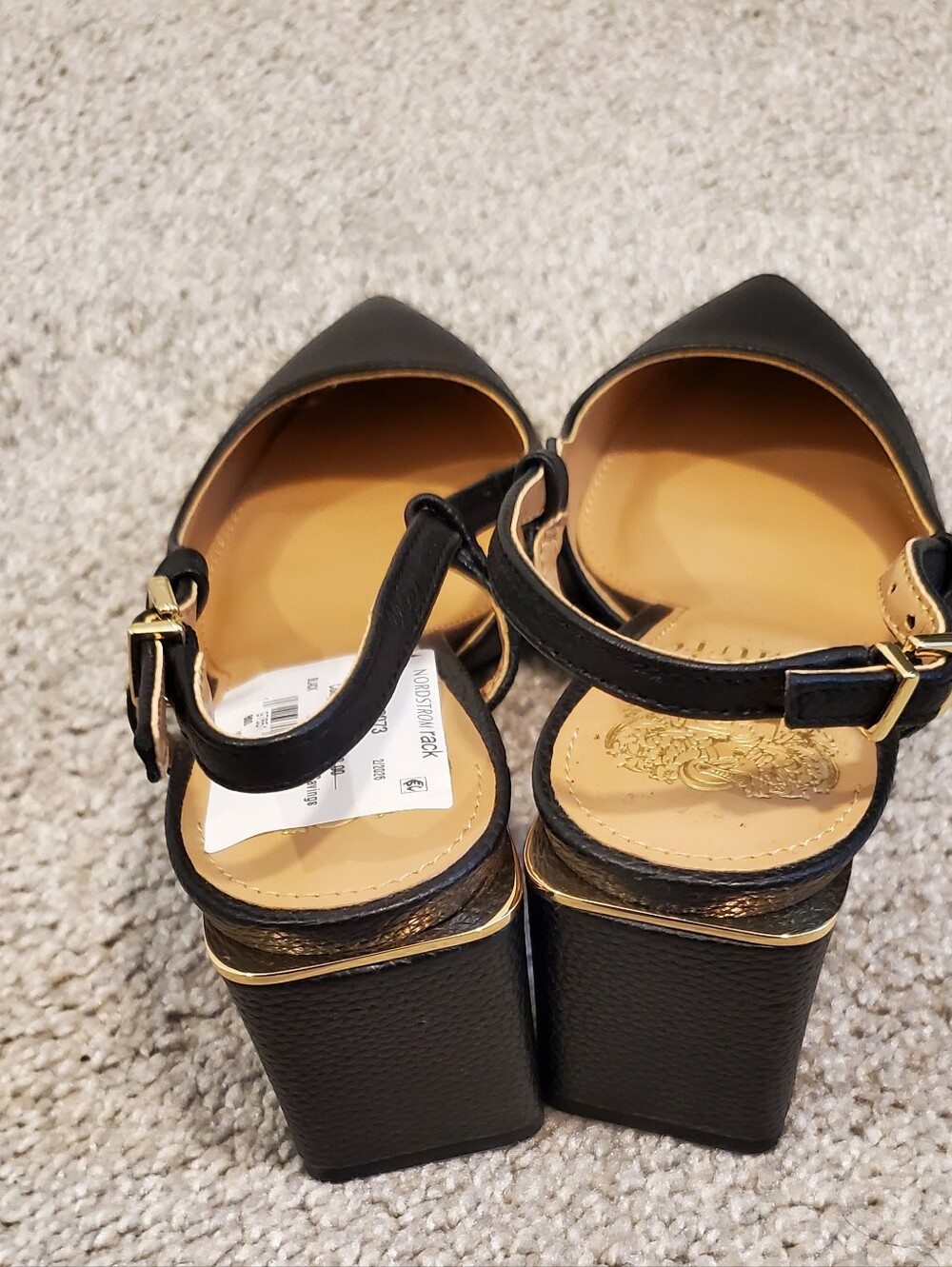 Black Leather Pointed-Toe Slingback Pumps - Women Size 6.5 - Picture 5 of 5